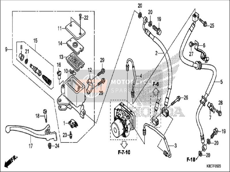 Honda NSS250A 2019 Pompa freno anteriore per un 2019 Honda NSS250A